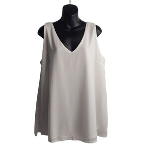 Alice Co Womens Top Blouse Shirt white Chiffon Sleeveless Lined Size X-Large NWT